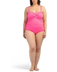 TJ Maxx - Twist Front Shirred Bandeau One-Piece Swimsuit For Nylon/Spandex - Lyst