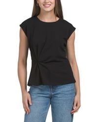 TJ Maxx - Scuba Ponte Cap Sleeve Crew Neck Top For Spandex/Cotton/Polyester - Lyst