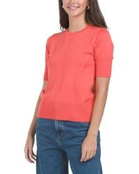 TJ Maxx - Elbow Sleeve Sweater With Pointelle Yoke, Nylon/Viscose - Lyst