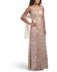 TJ Maxx - Lace Embellished Gown With Shawl For Polyester - Lyst