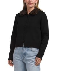 TJ Maxx - Button Down Cardigan With Removable Collar, Nylon/Polyester/Acrylic - Lyst