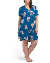 TJ Maxx - Plus Floral V-Neck Sleep Shirt With Lace Trim For Spandex/Polyester - Lyst