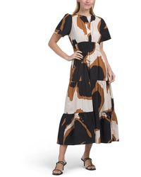 TJ Maxx - Short Sleeve Ruched Waist Midi Dress For Cotton - Lyst