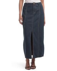 TJ Maxx - Nikkie Long Denim Skirt With Seam Front Detail, Cotton - Lyst
