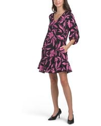 TJ Maxx - V-Neck Three-Quarter Sleeve Flounce Mini Shift Dress For Nylon/Polyester/Rayon - Lyst