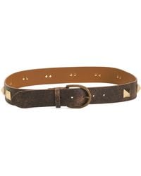 TJ Maxx - Leather Square Studs Belt With Brass Buckle, Leather - Lyst