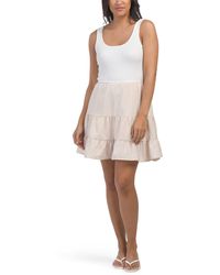 TJ Maxx - Mixed Media Ribbed Knit And Plaid Mini Dress For Nylon/Polyester/Viscose - Lyst