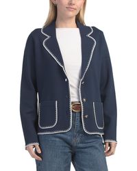 TJ Maxx - Knit Blazer With Pockets Rounded Lapels And Collar, Nylon/Polyester/Acrylic - Lyst
