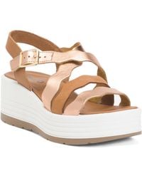 TJ Maxx - Leather Multi Band Comfort Wedge Sandals For - Lyst