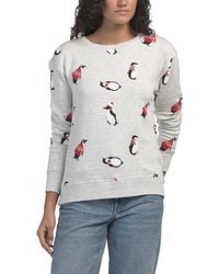 TJ Maxx - Cozy Fleece Tossed Winter Penguins Puff Long Sleeve Sweatshirt For Spandex/Polyester/Rayon - Lyst