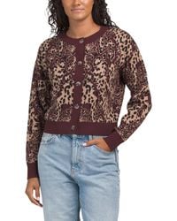 TJ Maxx - Crew Neck Leopard Print Cardigan, Nylon/Polyester/Viscose - Lyst