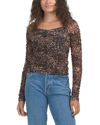 TJ Maxx - Long Sleeve Ruched Mesh Top For Spandex/Polyester - Lyst