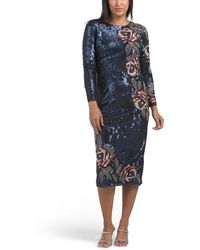 TJ Maxx - Long Sleeve Beaded Floral Dress For Polyester - Lyst