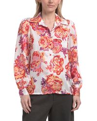 TJ Maxx - Roses Button Down Blouse For Polyester - Lyst