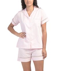TJ Maxx - Pima Cotton Madison Notch Collar Top And Shorts Pajama Set For - Lyst