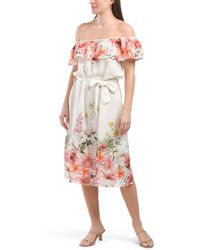 TJ Maxx - Linen Blend Off The Shoulder Floral Print Dress For Linen/Viscose - Lyst