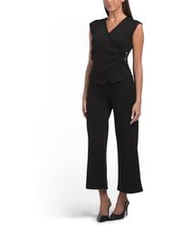 TJ Maxx - 2Pc Petite V-Neck Top And Pull On Knit Novelty Wide Leg Pants Set For Spandex/Polyester - Lyst