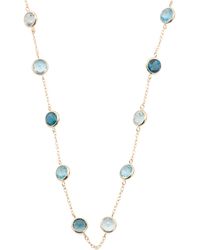 Tj Maxx Made In The Usa 14kt Gold Multi Blue Topaz Station Necklace - Multicolor