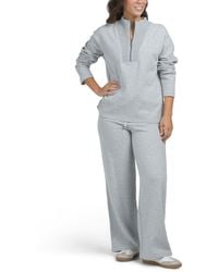 TJ Maxx - 2Pc Quarter Zip Sweater With Wide Leg Pants Set, Cotton/Polyester - Lyst