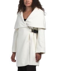 TJ Maxx - Wool Blend Faux Fur Trim Coat, Polyester/Wool - Lyst