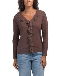 TJ Maxx - Ruffle V-Neck Pull Over Sweater, Nylon/Polyester/Rayon - Lyst