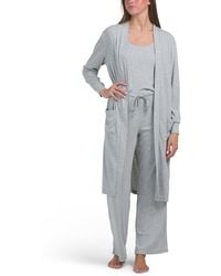 TJ Maxx - 3Pc Ribbed Lounge Cardigan Tank And Wide Leg Pants Set For Spandex/Polyester/Rayon - Lyst