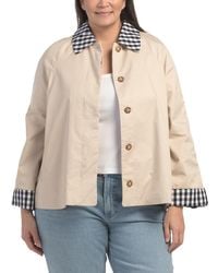 TJ Maxx - Plus Swing Jacket With Gingham Trim For Cotton/Polyester - Lyst