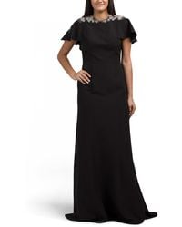 TJ Maxx - Short Sleeve Beaded Shoulder Gown For Polyester - Lyst