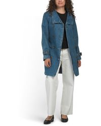 TJ Maxx - Shawl Collar Double Breasted Denim Belted Trench Coat For Cotton/Polyester - Lyst