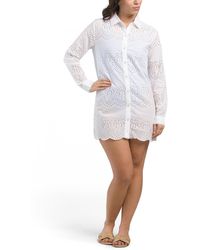 TJ Maxx - Palm Eyelet Cover-Up Shirt For Cotton - Lyst