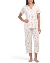 TJ Maxx - Coffee Notch Collar Top And Capris Pajama Set For Cotton - Lyst