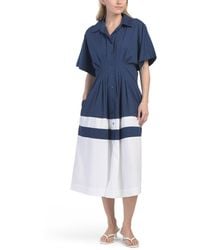 TJ Maxx - Short Sleeve Pleated Waist Color Block Dress For Cotton - Lyst