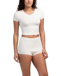 TJ Maxx - Ribbed Short Sleeve Kiki Crop Top And Shorts Pajama Set For Spandex/Rayon - Lyst