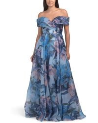 TJ Maxx - Off The Shoulder Floral Organza Gown For Polyester - Lyst
