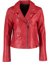 TK Maxx Leather Biker Jacket - Red