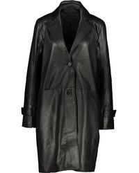 TK Maxx Leather Long Line Coat - Black