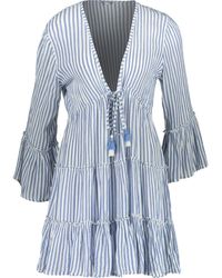 Blue Island & White Striped Beach Dress - Blue