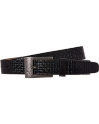 PUMA Woven Pattern Leather Belt - Black