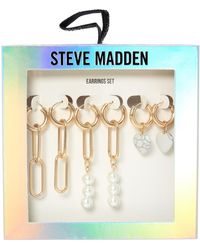 Steve Madden Three Piece Tone Drop Earring Set - Metallic