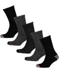 Weatherproof Five Pack & Grey Thermal Socks - Black