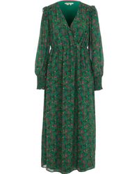 Boden Patterned Wrap Midi Dress - Green