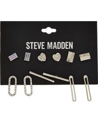 Steve Madden 6 Piece Tone Earring Set - Metallic