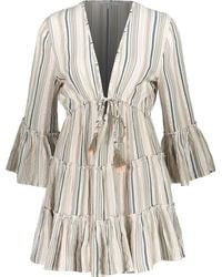 Blue Island & White Striped Beach Dress - Grey
