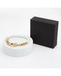 Vitaly Tone & Cream Beaded Bracelet - Metallic