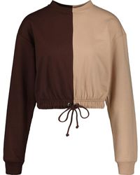 Missguided & Cream Colour Block Sweatshirt - Brown
