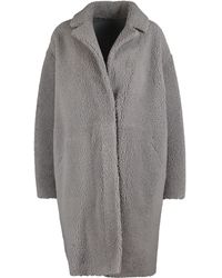 TK Maxx Taupe Borg Long Line Wool Coat - Metallic