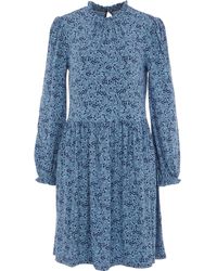 Boden Floral Patterned Midi Dress - Blue