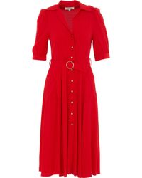 La Petite Francaise Rouge Crepe Buttoned Dress - Red