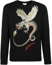 Alexander McQueen Embroidered Dragon Sweatshirt - Black