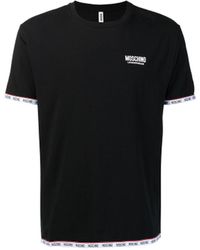 Moschino Logo Trim Cotton T-shirt - Black
